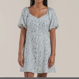 Rylee + Cru Bardot blue floral dress